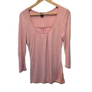 MAURICES Pink Lightweight Scoop Neck 3/4 Length Sleeve Top L